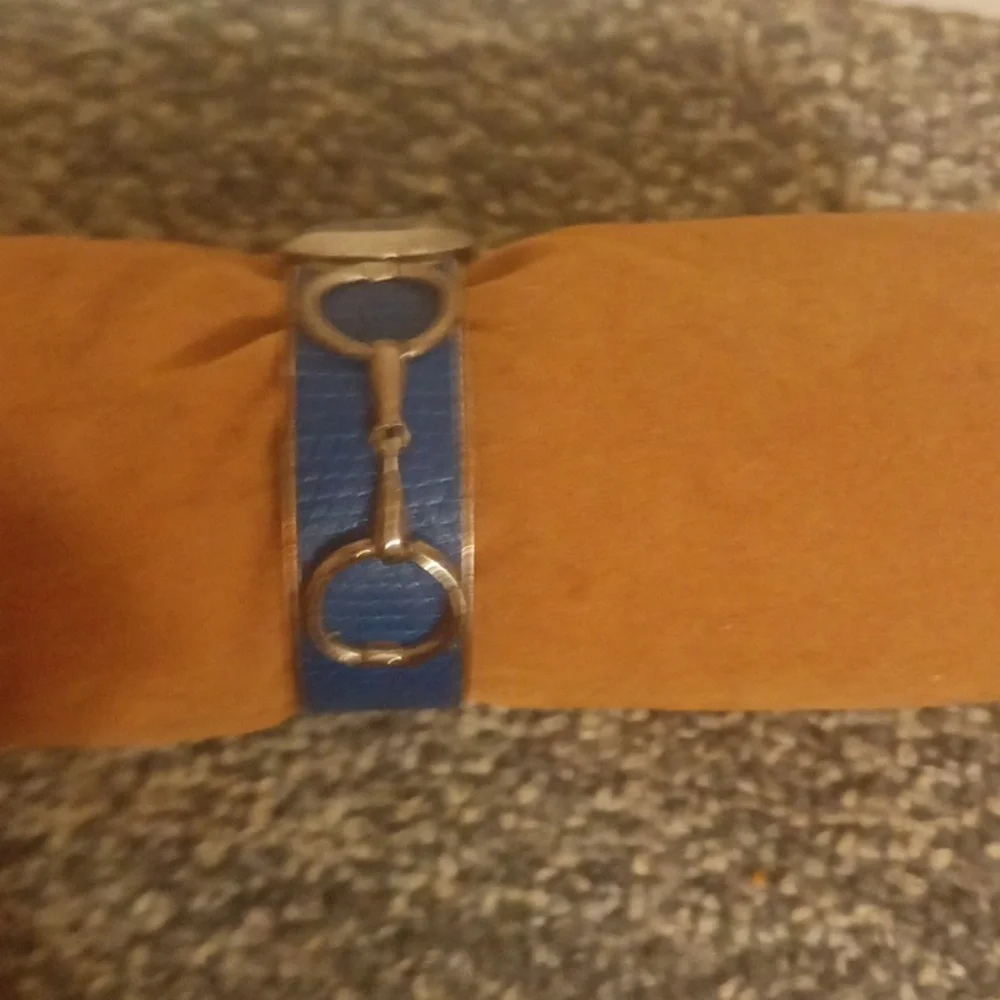 Pedro Vintage derby Style Silver Watch with Blue Leather Strap